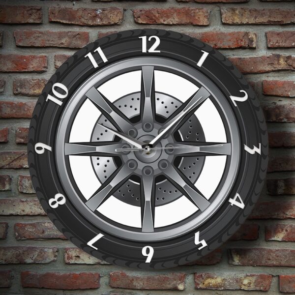 Car Service Repair Garage Acrylic Wall Clock Tire Wheel Auto Watch